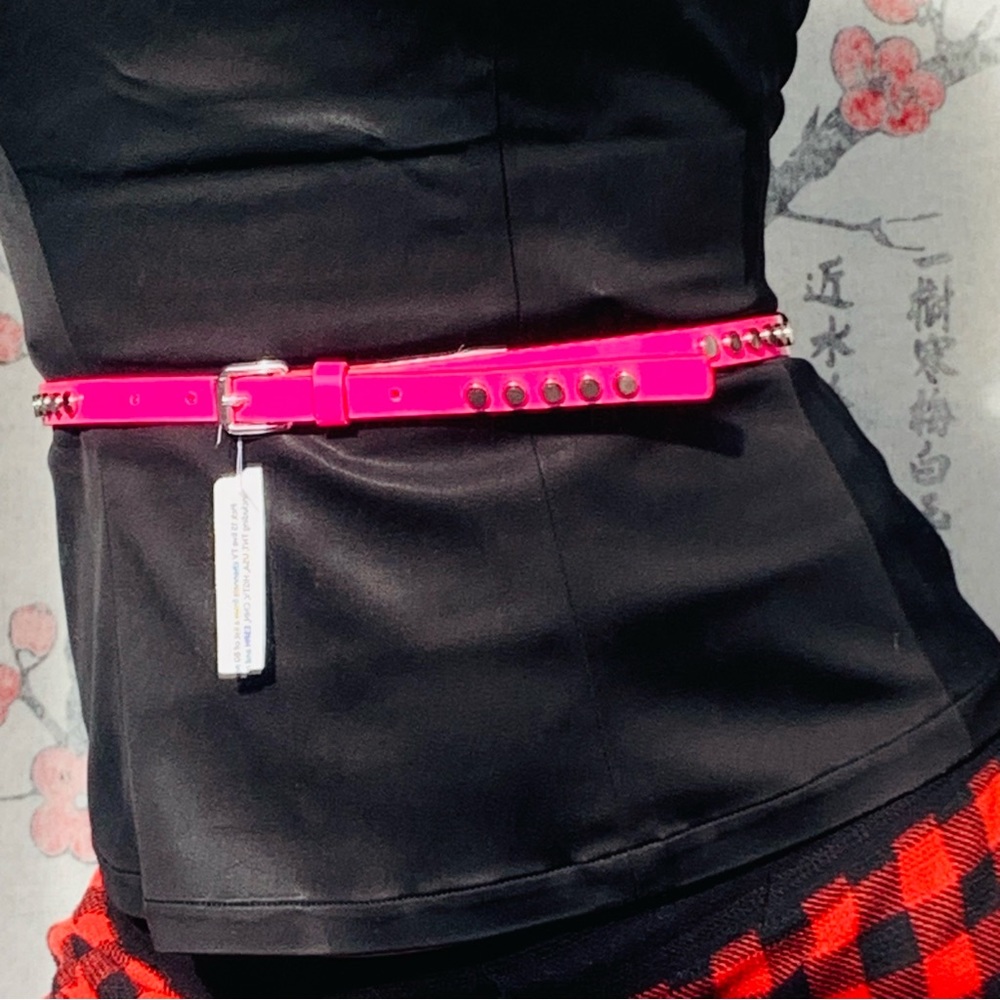 Free People Skinny Round Studs Satin Faux Leather Belts